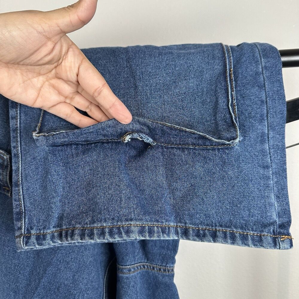 Fashion Nova Blue Jeans Size 13 High Rise Cargo Baggy Loose Y2K 90s Aesthetic - Picture 8 of 14